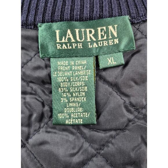 90s Lauren Ralph Lauren Silk Nautical Print Navy Sweater Vest Women Sz XL - Picture 4 of 5